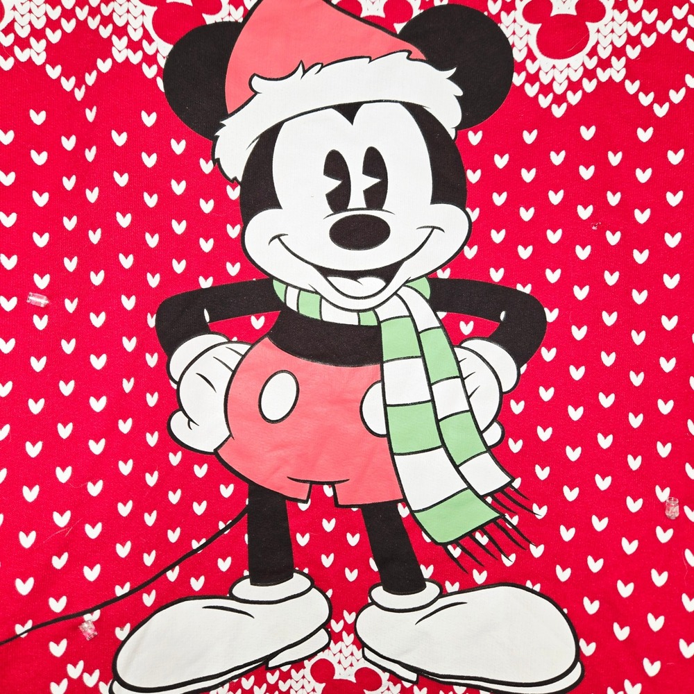 Disney Mickey Mouse Christmas Holiday Sweatshirt Red 2XL Festive